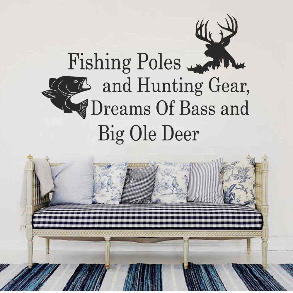 Wall Stickers Murals Wall Stickers Wall Decals Quotes Fishing Poles and Hunting Gear Dreams Big Deer Home Decor Stickers | Spin fishing | Fish | Spinning