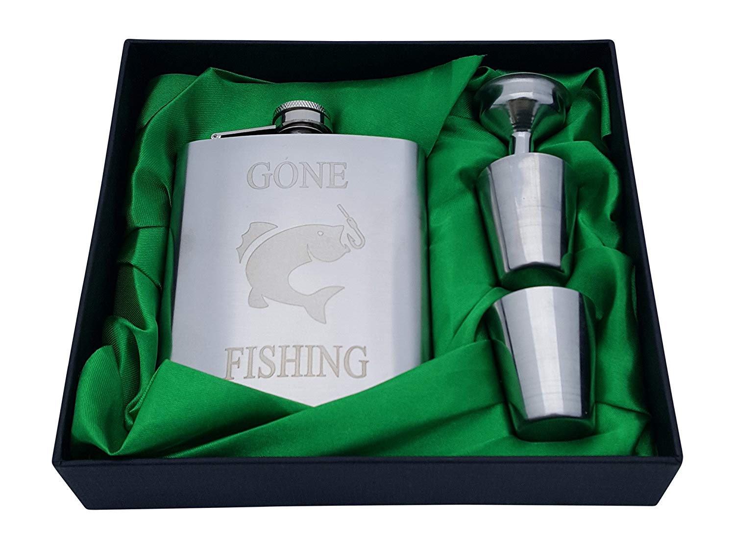 Gone Fishing Flask Gift Set | Spinning | Saltwater | Freshwater | Christmas | Birthday