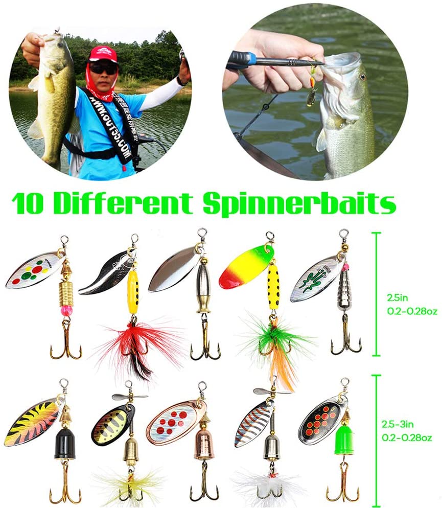 10pcs Fishing Lure Spinnerbait | Gift | Pike | Largemouth Bass | Trout | Walleye | Perch | Crappie