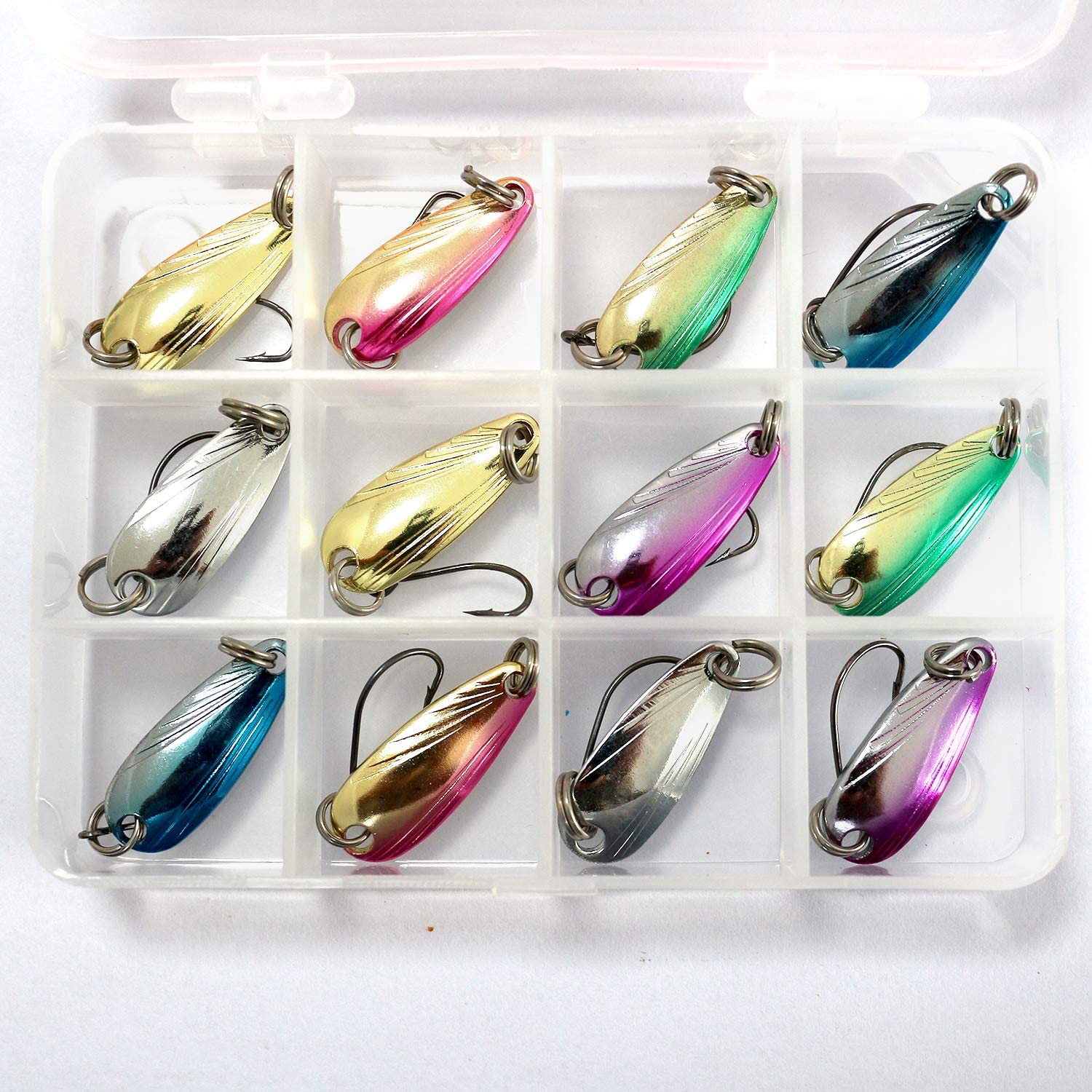 FitTrek Fishing Spoon Lure Set | Gift | Pike | Largemouth Bass | Trout | Walleye | Perch | Crappie
